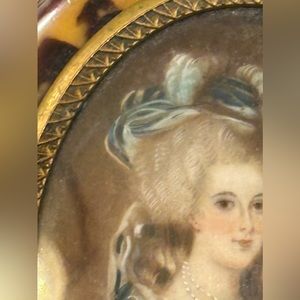 ANTIQUE & RARE HAND PAINTED PORTRAIT MARIE ANTOINETTE PURCHASED IN PARIS FRANCE